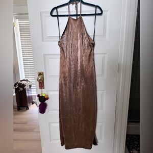 House of Harlow x Revolve Metallic Gold Halter Dress